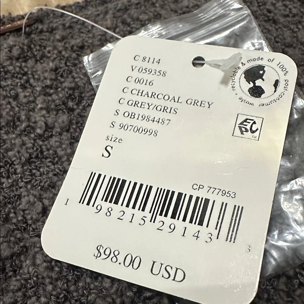 NWT Free People Charcoal Gray Textured V-Neck Button Cardigan small - Picture 9 of 9